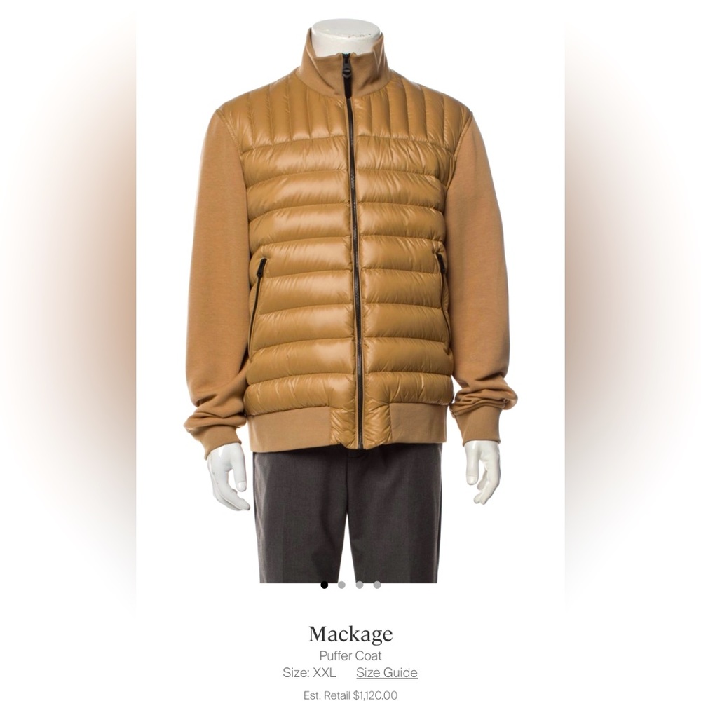 Men’s XXL Mackage puffer jacket beige/sand color retail over $1,000.